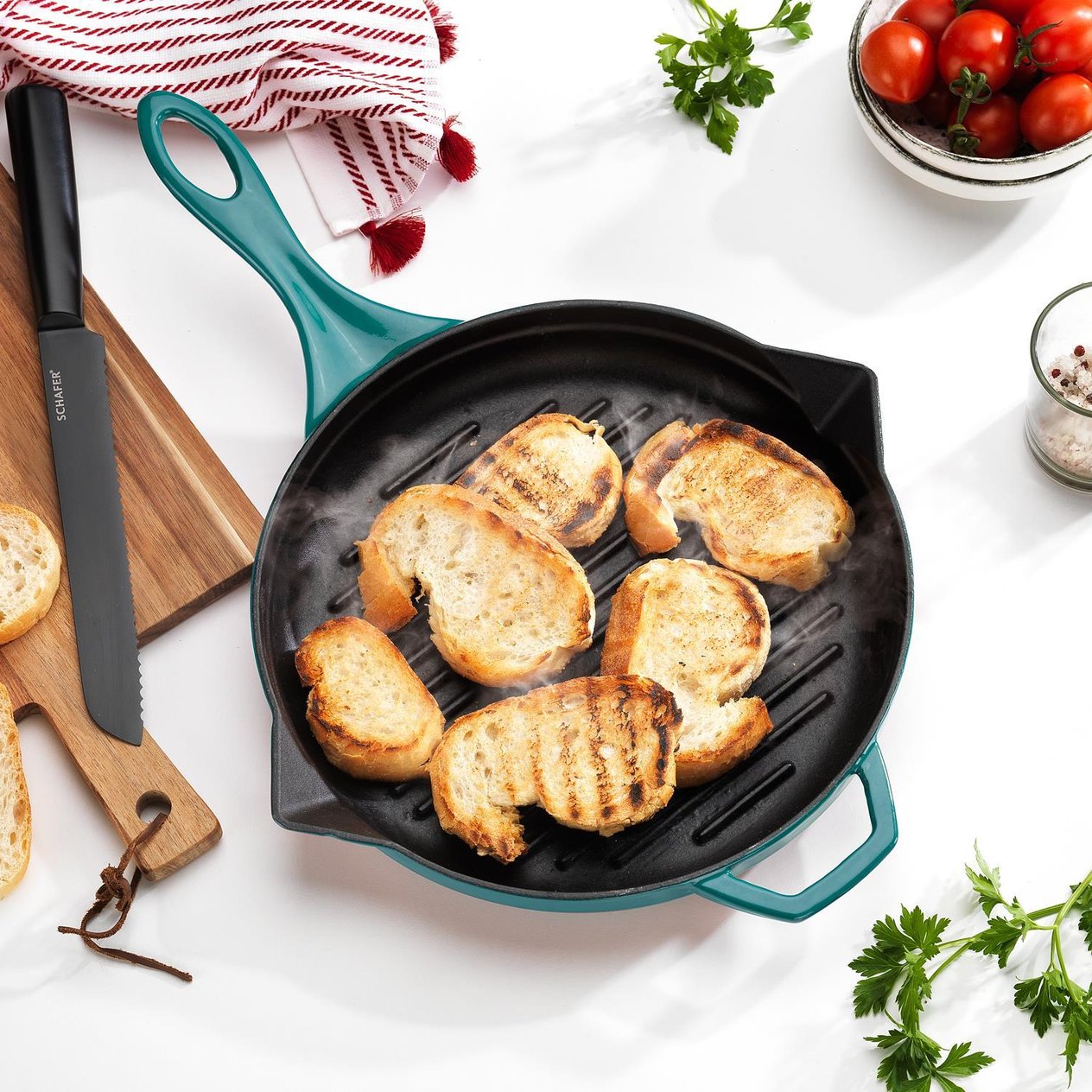 SCHAFER TUR03 392 GUSS CHEF DOKUM YUVARLAK GRILL TAVA 28CM