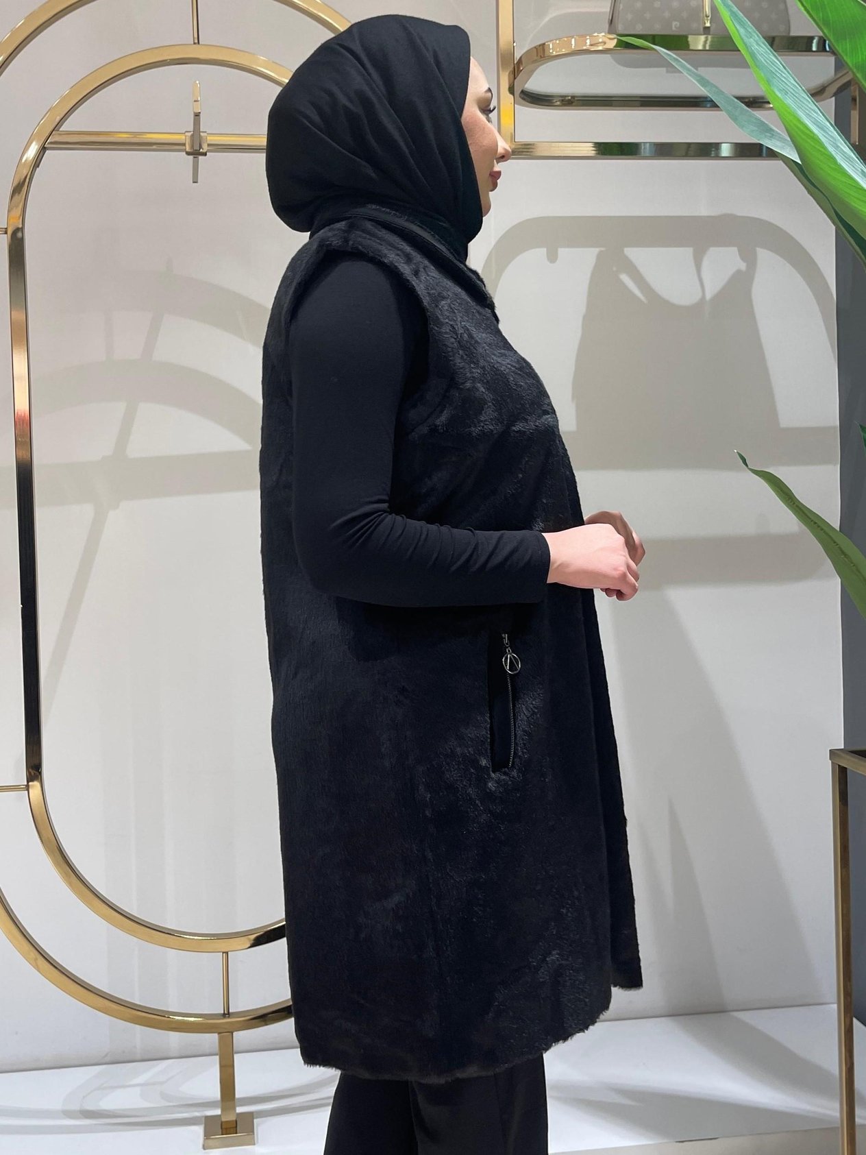 BELEN ANGORA YELEK Siyah