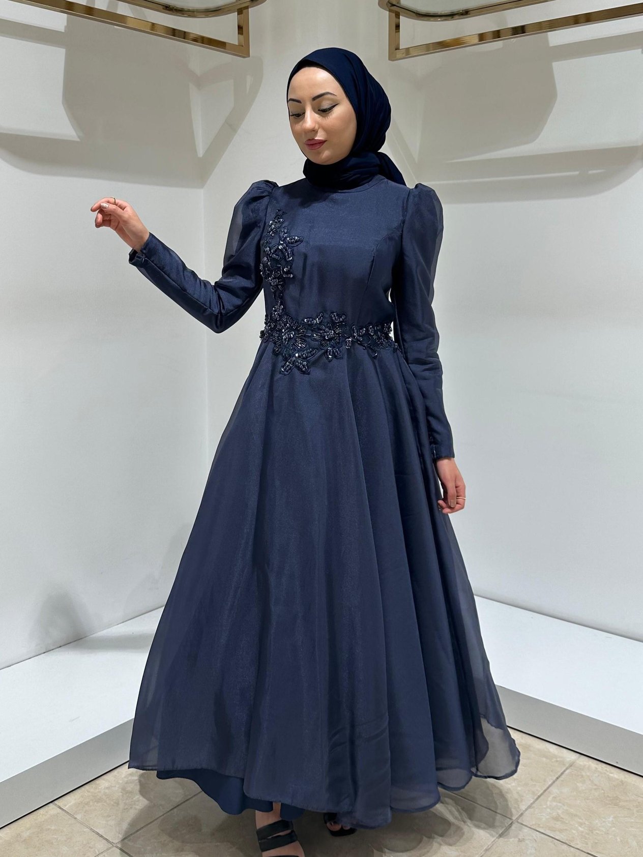 HENNİN BAYAN TESETTÜR ABİYE 4524 İNDİGO