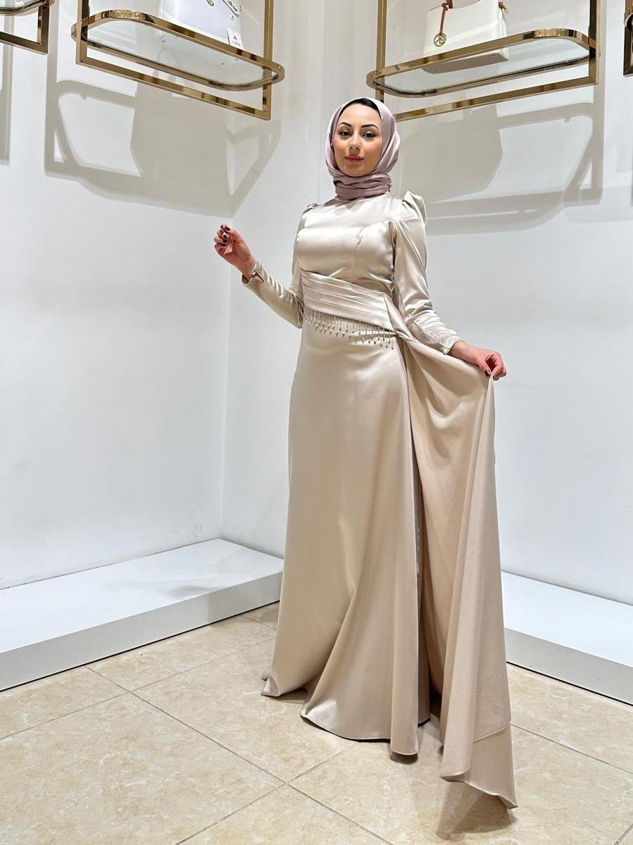 HENNİN BAYAN TESETTÜR ABİYE 4608 Bej