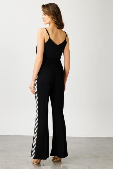 MODA İLGİ ZİKZAK DESEN ŞERİTLİ PANT.04546 Siyah