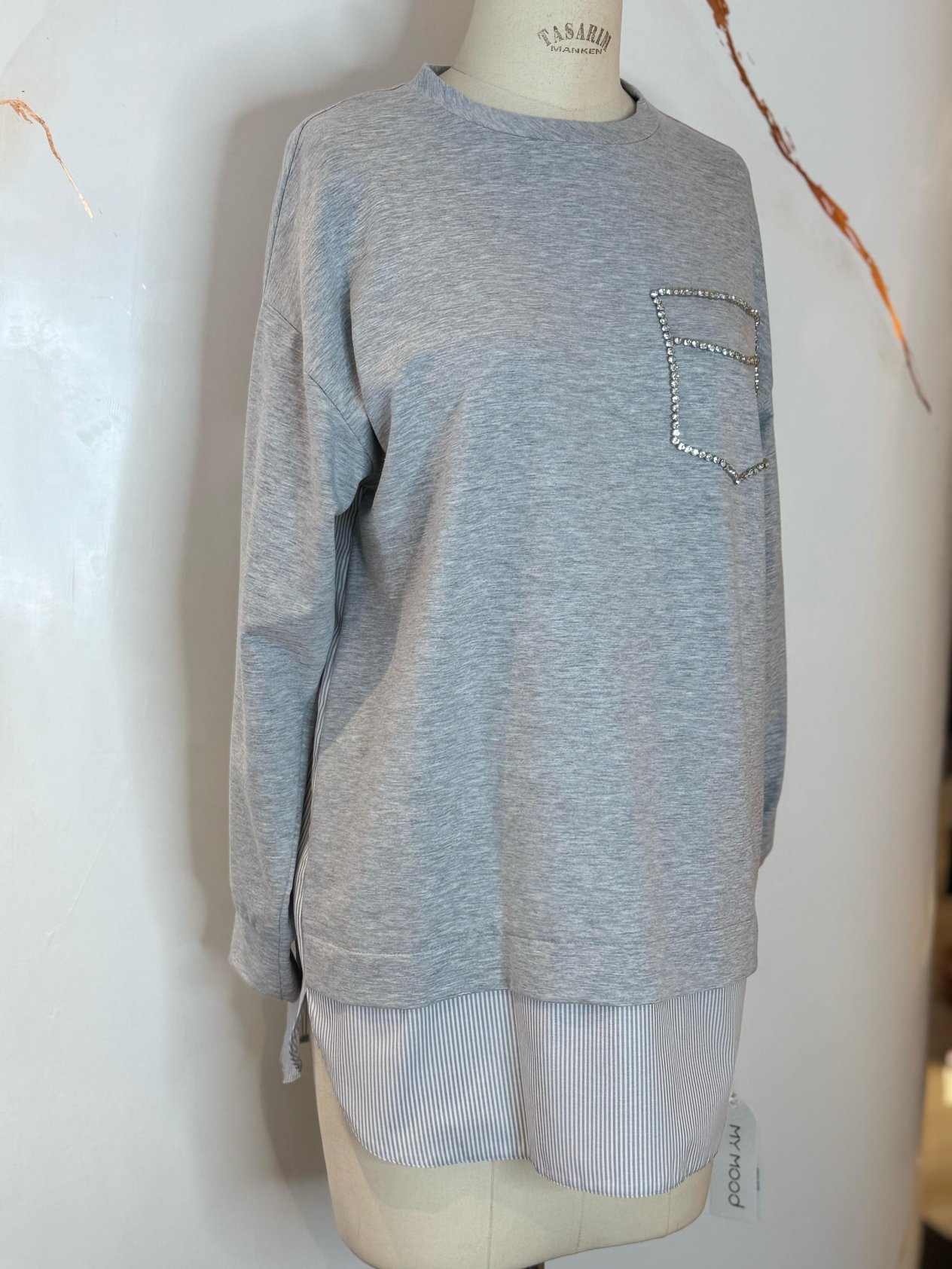 MOODBASİC TAŞLI CEPLİ SWEATSHIRT MM21.0318 Gri