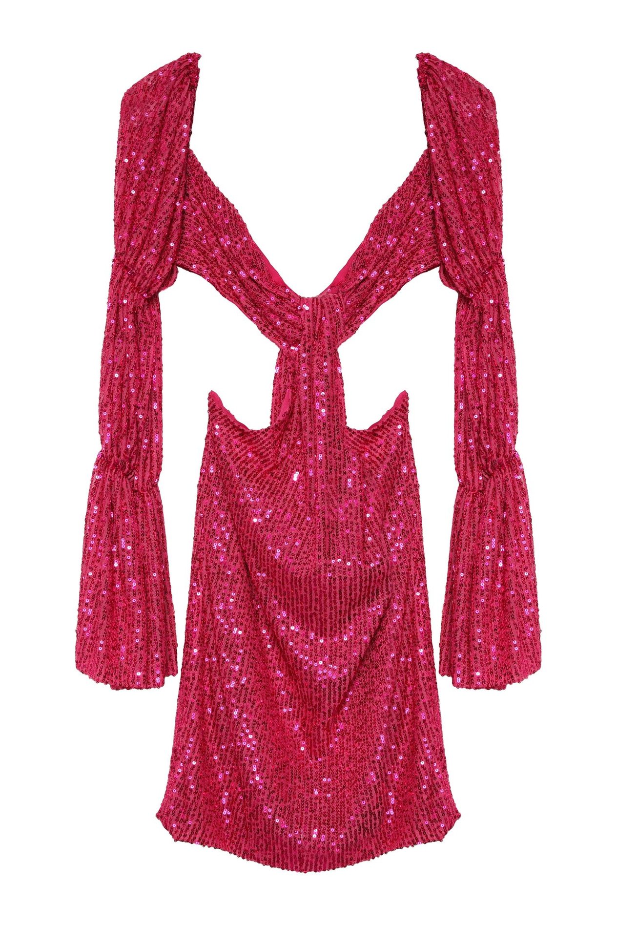 Quzu Cut Out Detaylı Elbise Fuşya