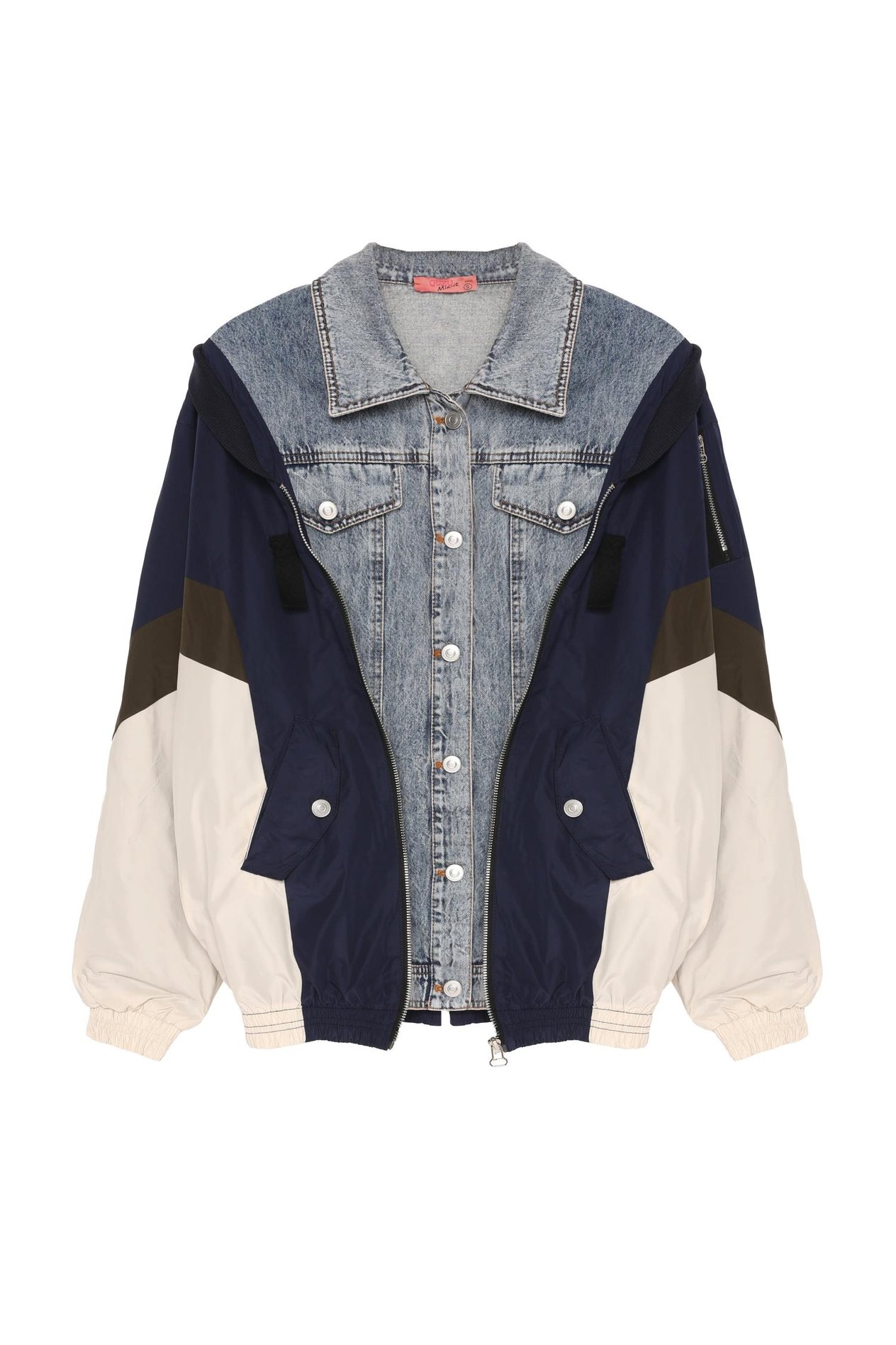 Quzu Yağmurluk & Denim Detaylı Ceket Mavi