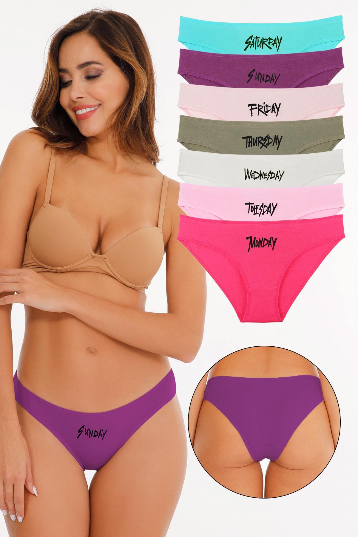 Sensu Kadın Gün Baskılı 7li Slip Bikini Külot MODEL6