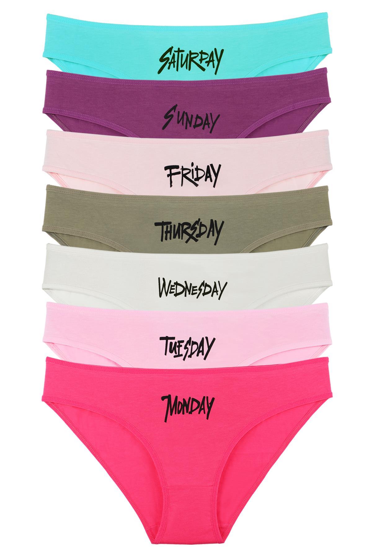 Sensu Kadın Gün Baskılı 7li Slip Bikini Külot MODEL6