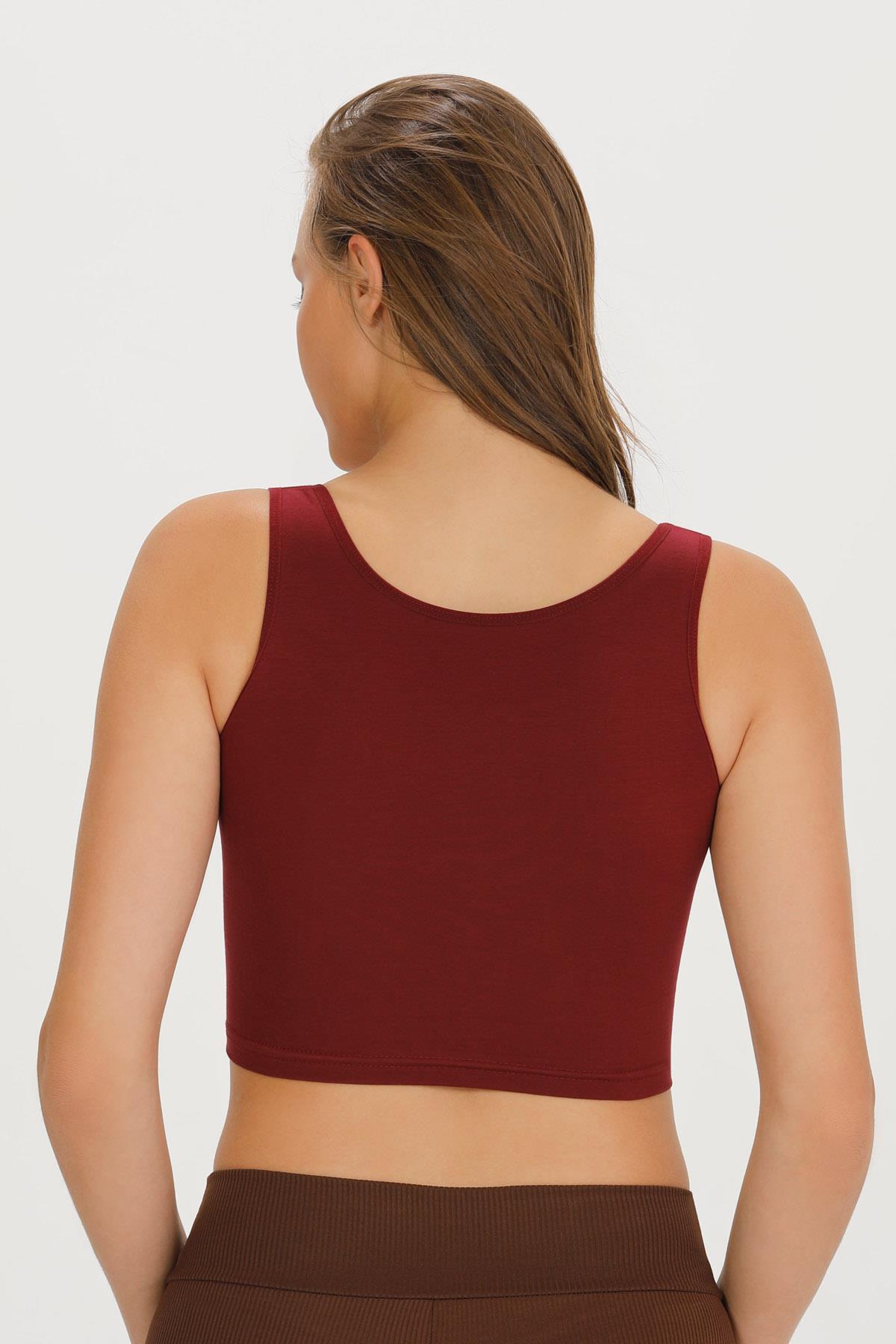 Sensu Kadın Kalın Askılı Crop Büstiyer - CROP130 BORDO