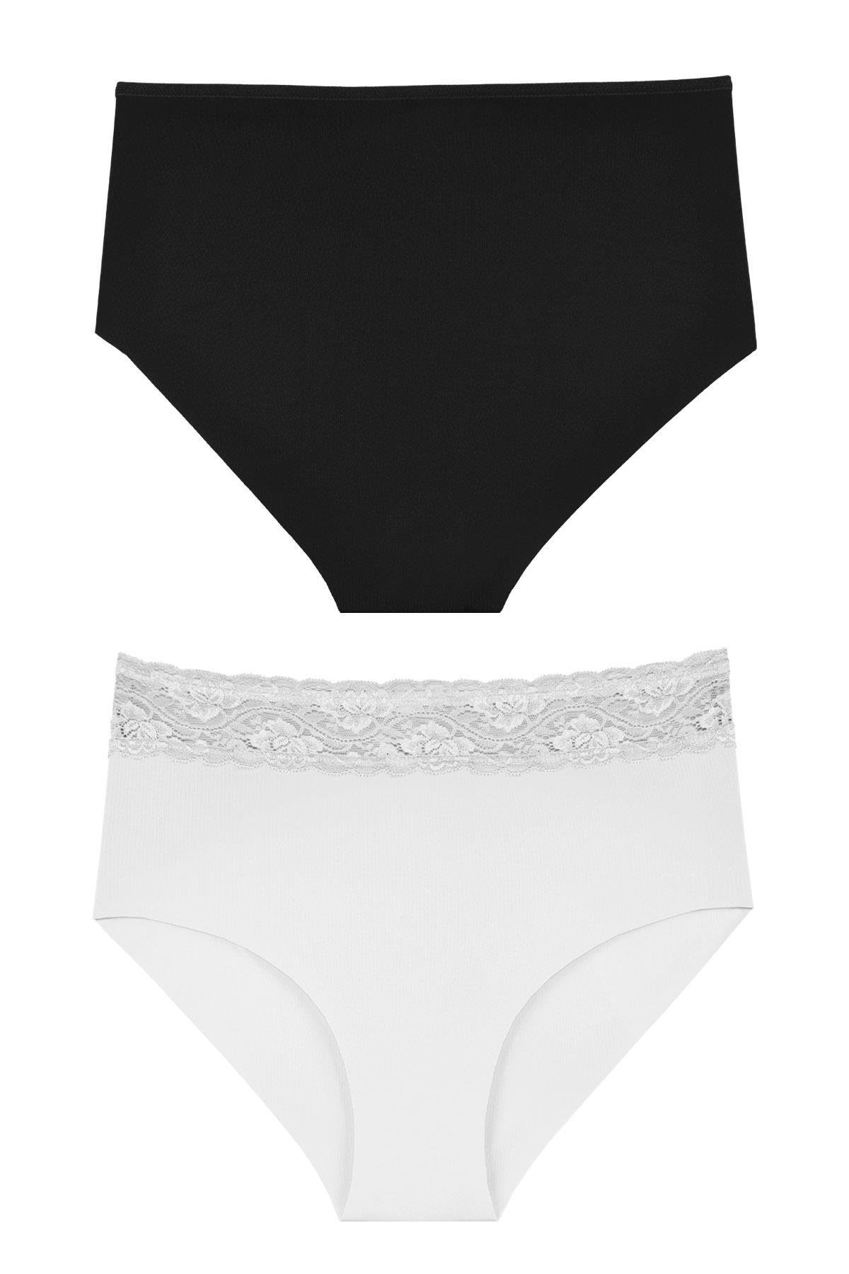 Sensu Kadın Lazer Kesim Yüksek Bel Dantelli 3lü Külot Set - KTS3105 MODEL1