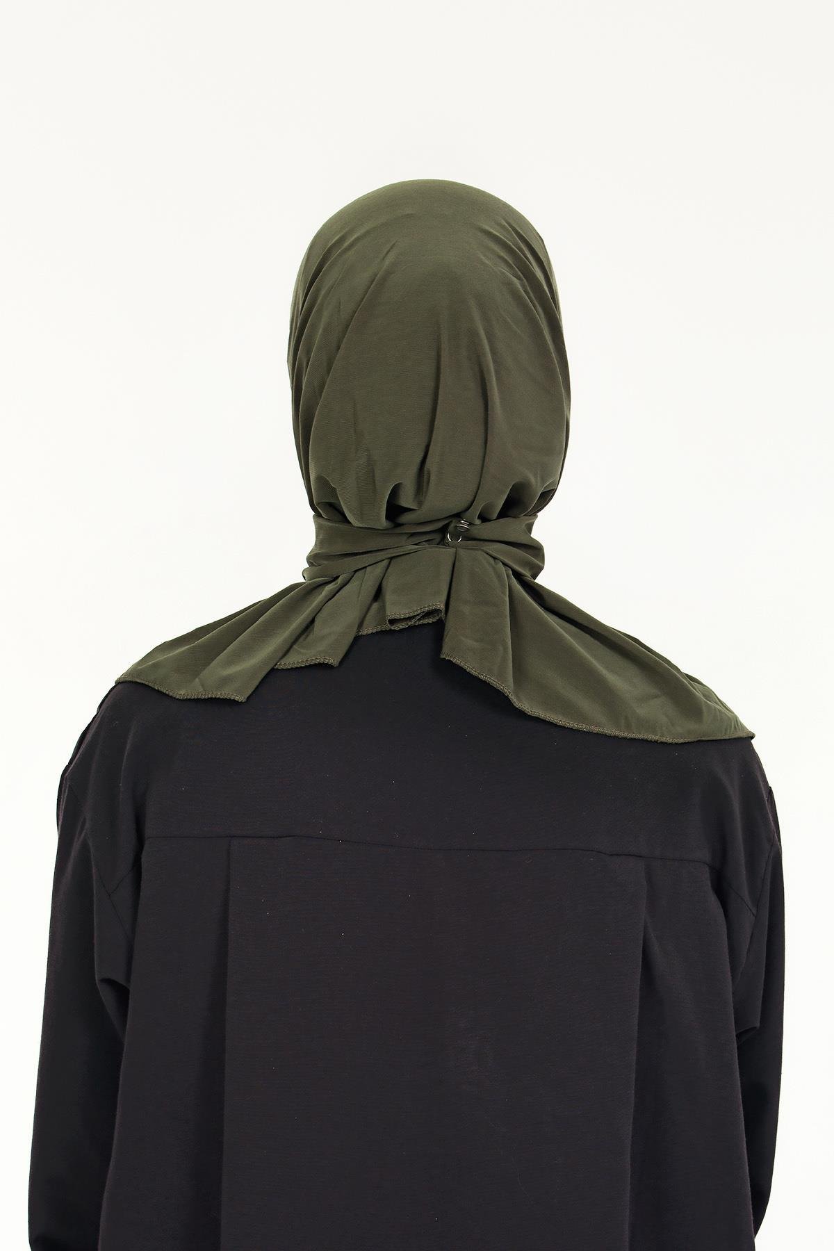 Sensu Kadın Tesettür Hazır Çıtçıtlı Hijab Bone Şal HAKI