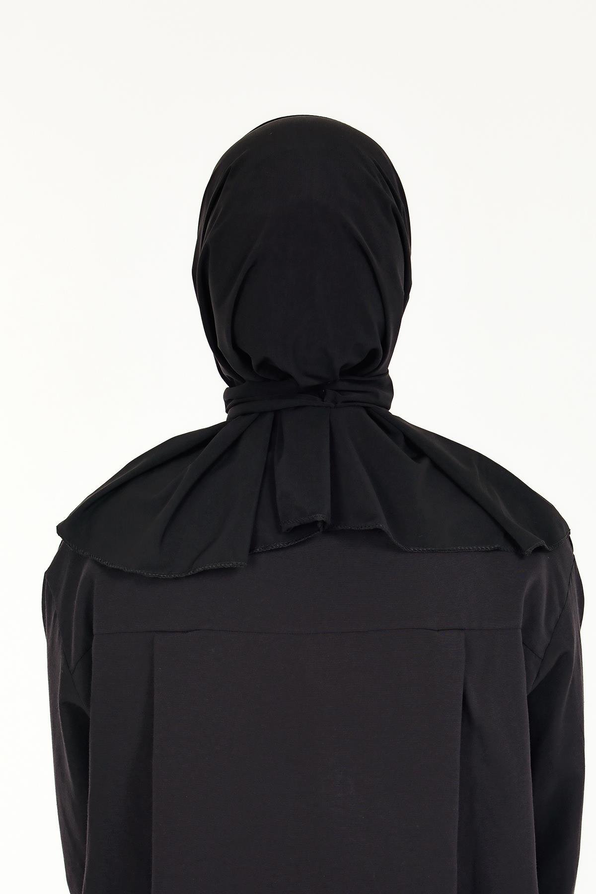 Sensu Kadın Tesettür Hazır Çıtçıtlı Hijab Bone Şal SIYAH