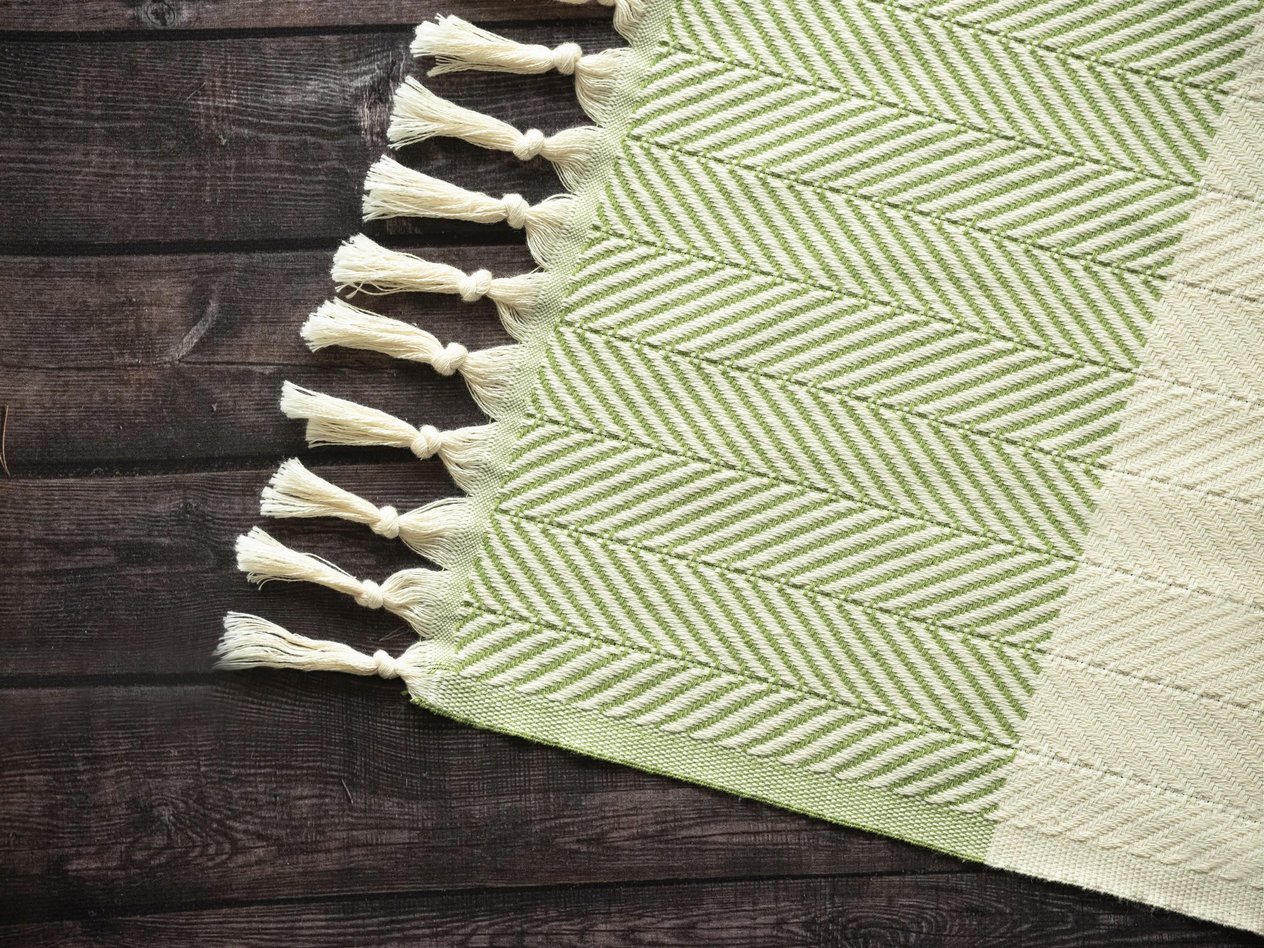 Çift Kişilik 200x250 Balık Sırtı Desen, Yeşil Renk, Pamuklu, Saçaklı, Yatak ÖrtüsüYATAK ÖRTÜSÜCasamollis