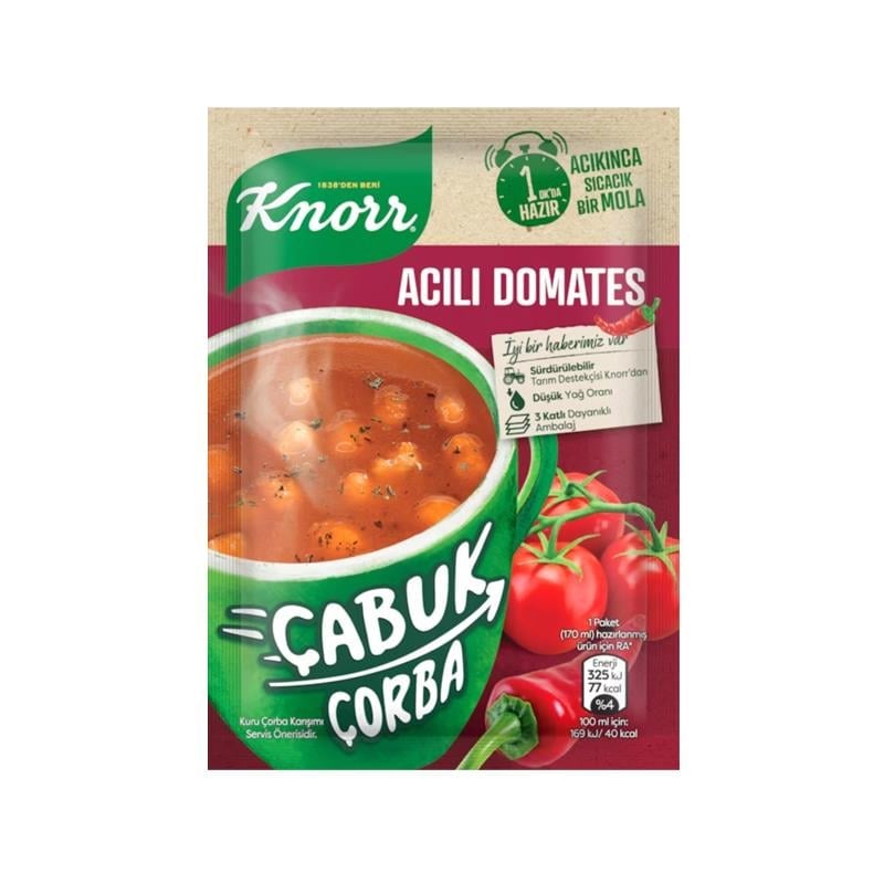KNORR CABUK CORBA KITIRLI ACILI DOMATES 22 GR
