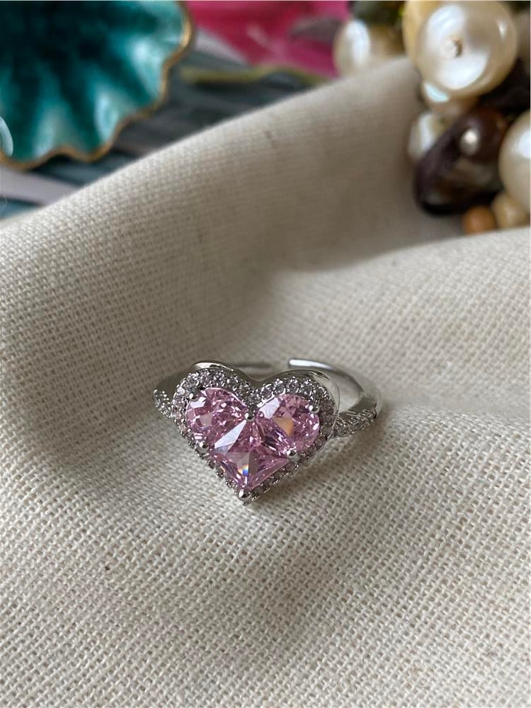 Ayarlanabilir Swarovski Derin Kalp Yüzük