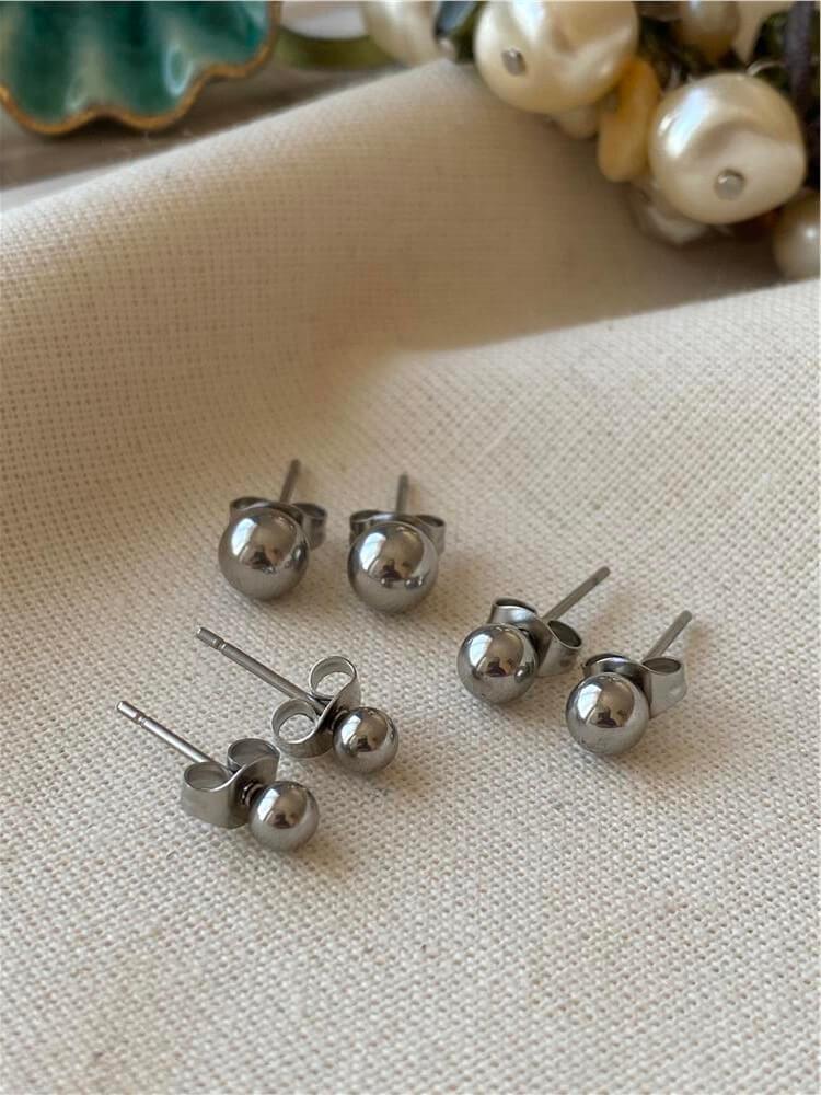 Çelik Altılı Silver Top Küpe