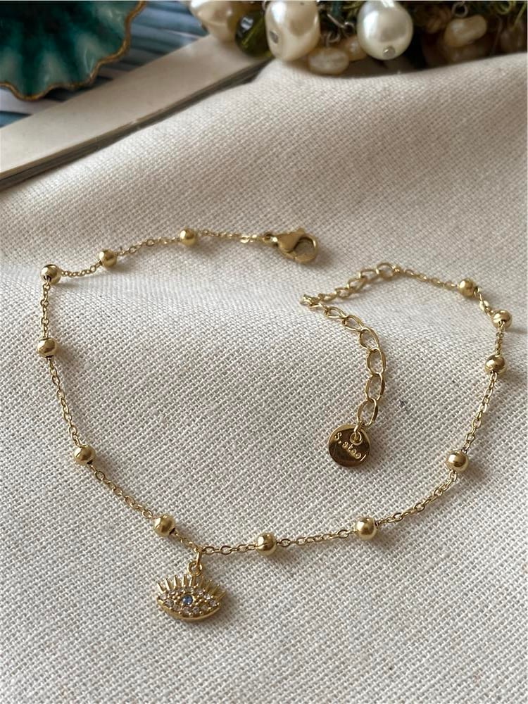 Çelik Dorikalı Evil Eye Halhal