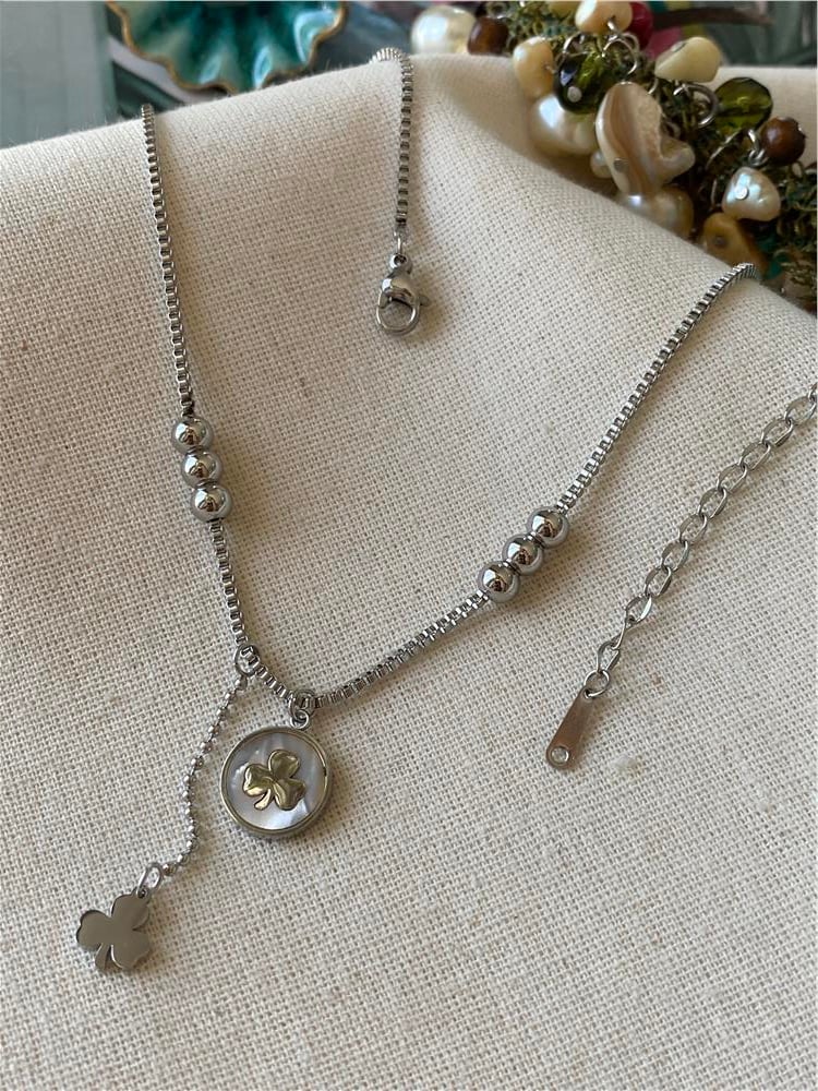 Çelik Dorikalı Silver Yonca Kolye