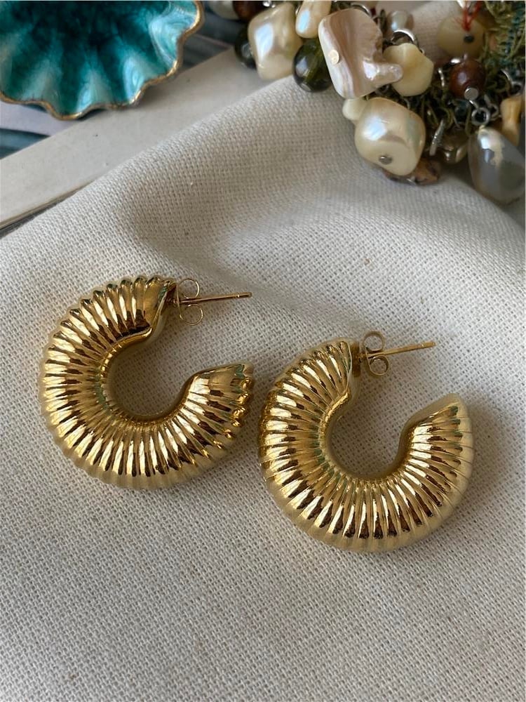 Çelik Gold Donut Küpe