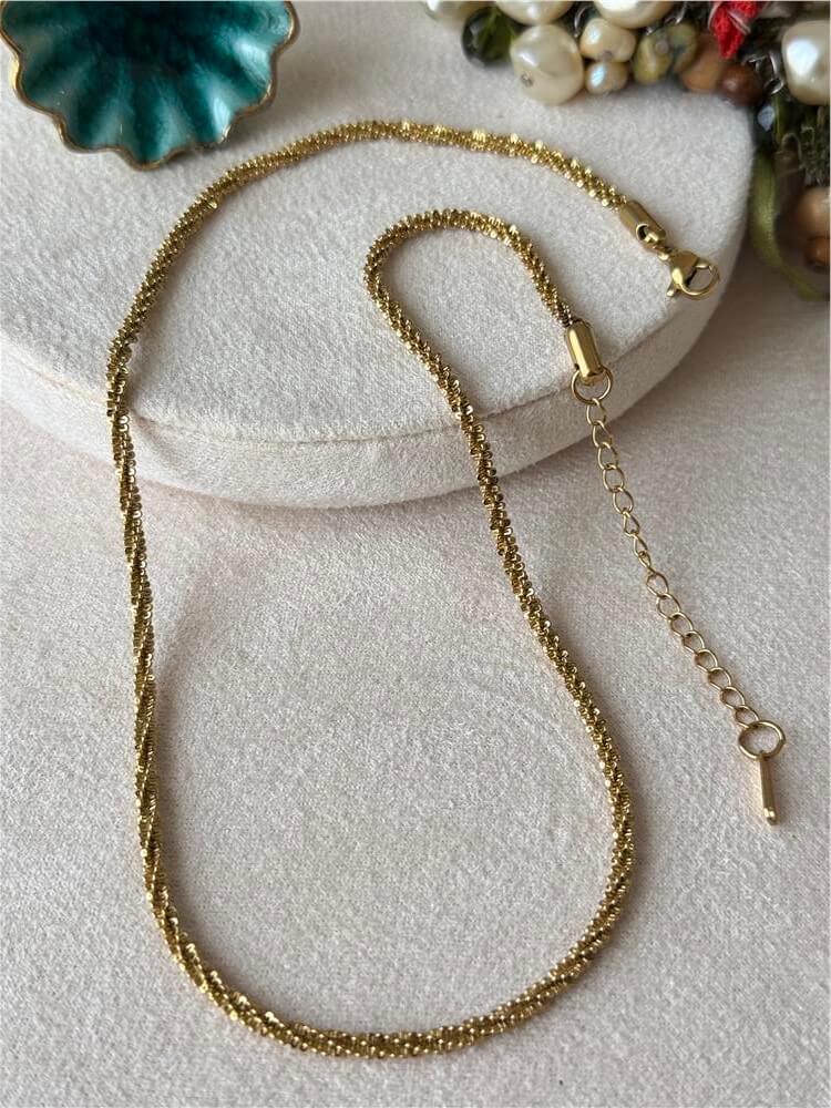 Çelik Gold Tırtıklı Zincir Kolye