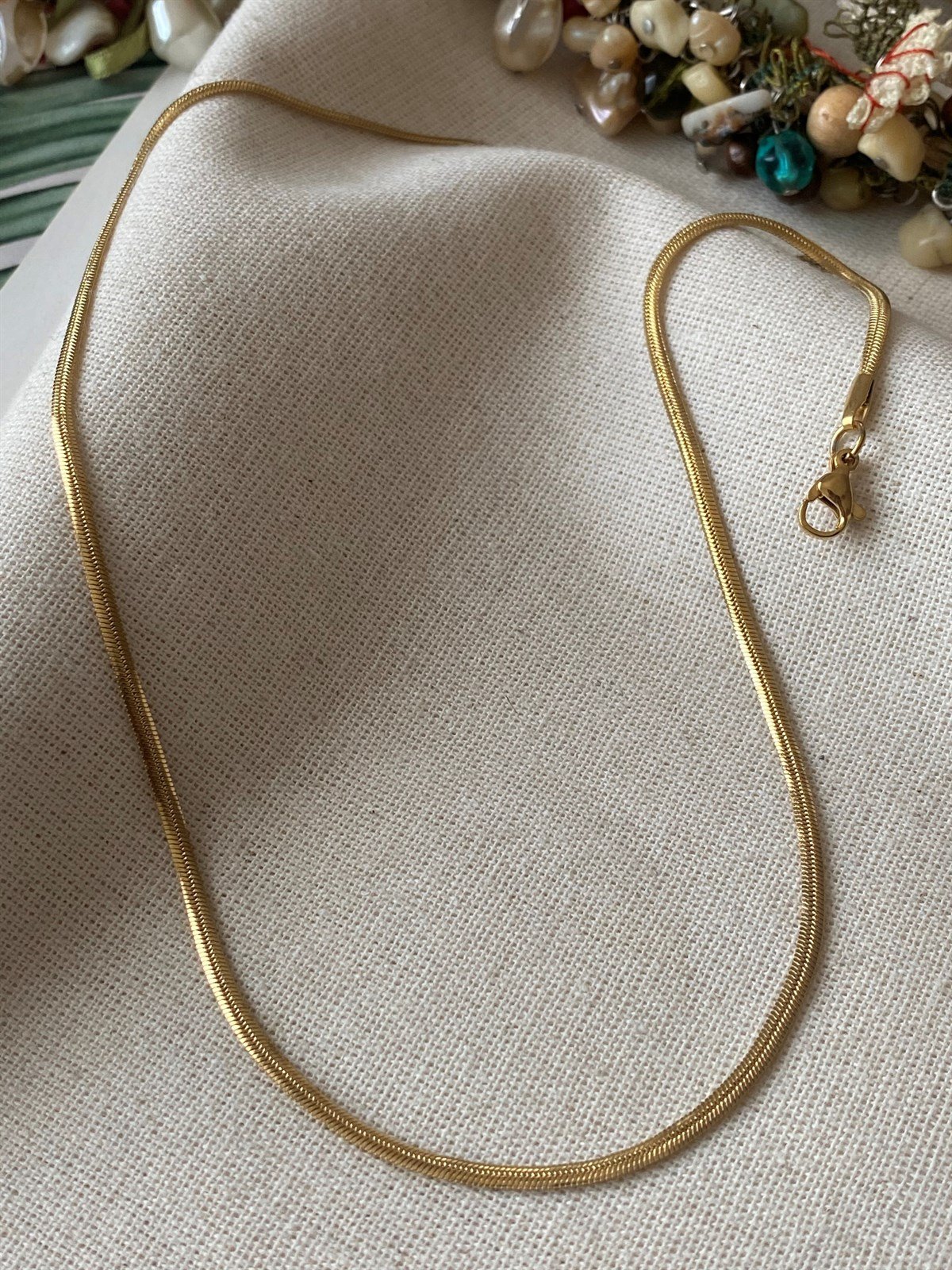 Steel 45 cm Thin Herringbone Necklace