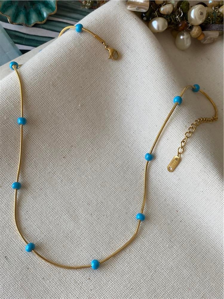 Çelik Mineli Blue Kolye  