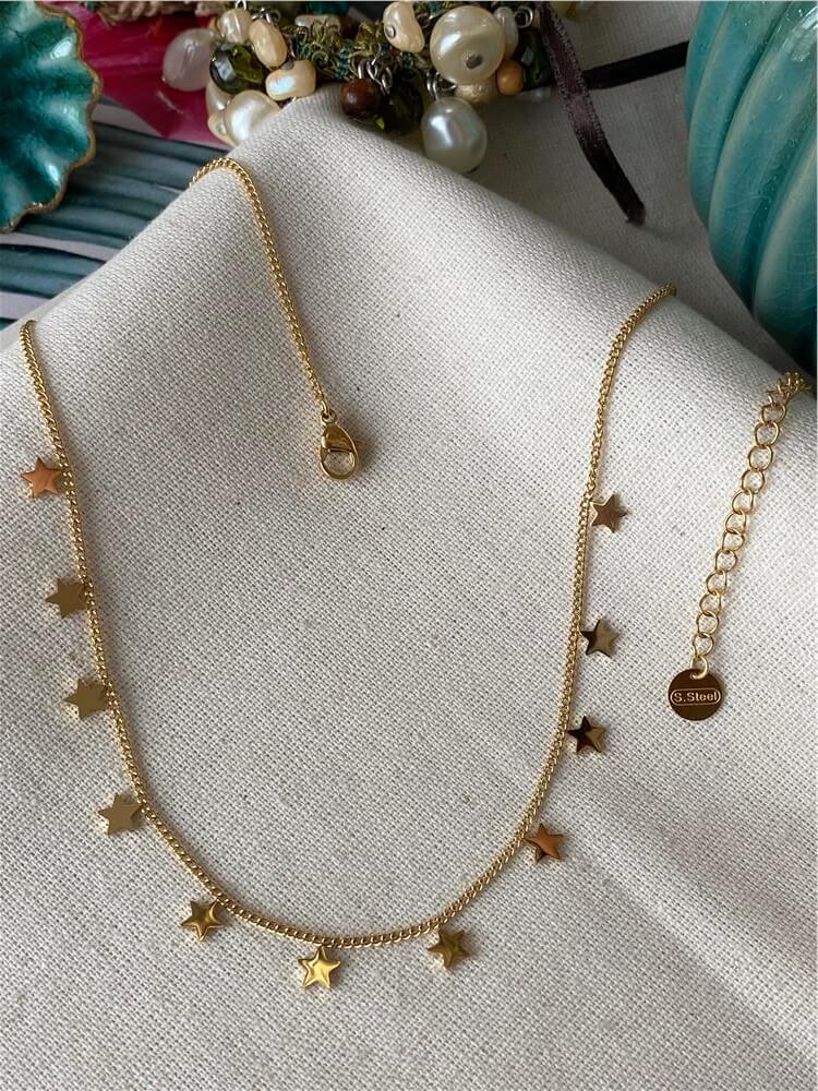 Çelik Minimal Yıldız Kolye