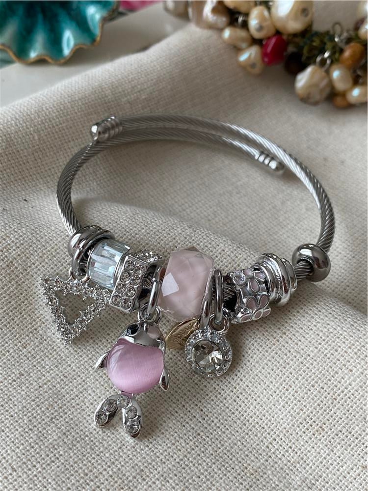 Çelik Pembe Balık Charm Bileklik