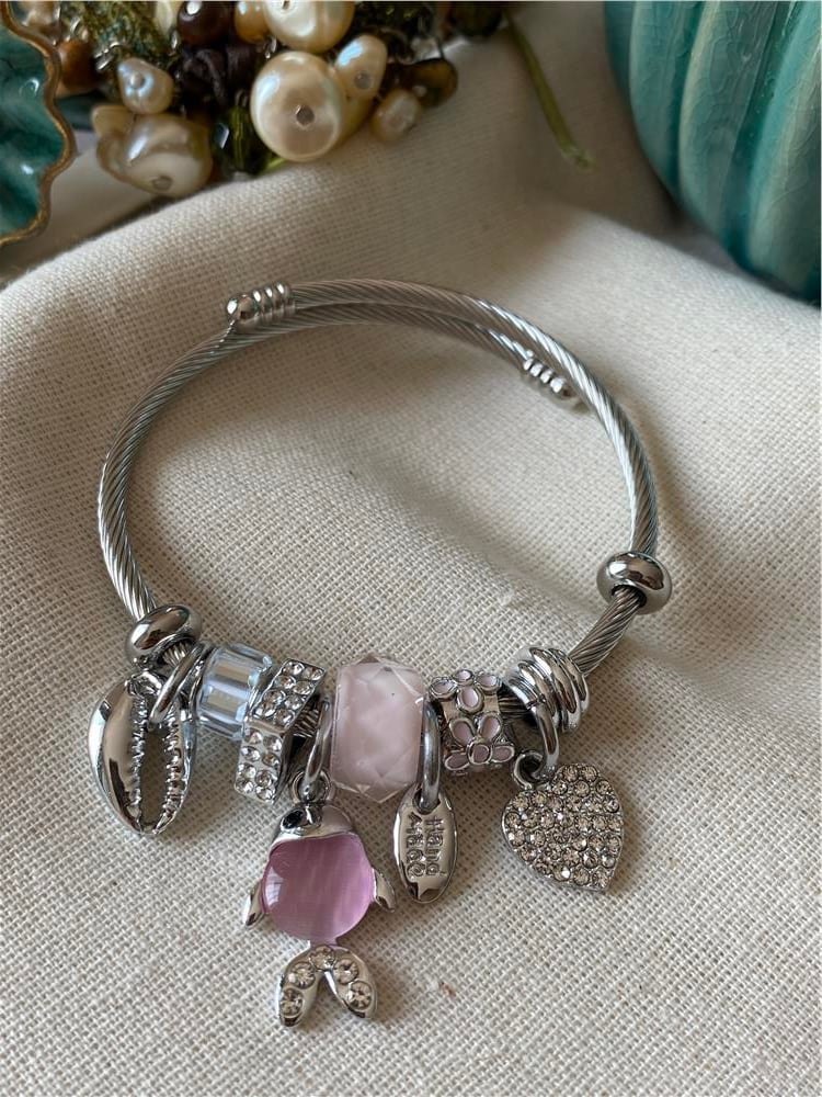 Çelik Pembe Balık Charm Bileklik
