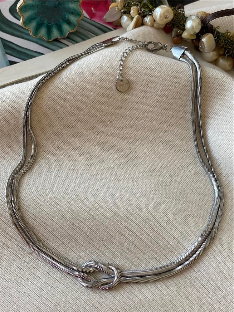 Çelik Silver Düğüm Kolye 