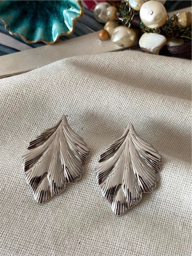 Çelik Silver Leaf Küpe