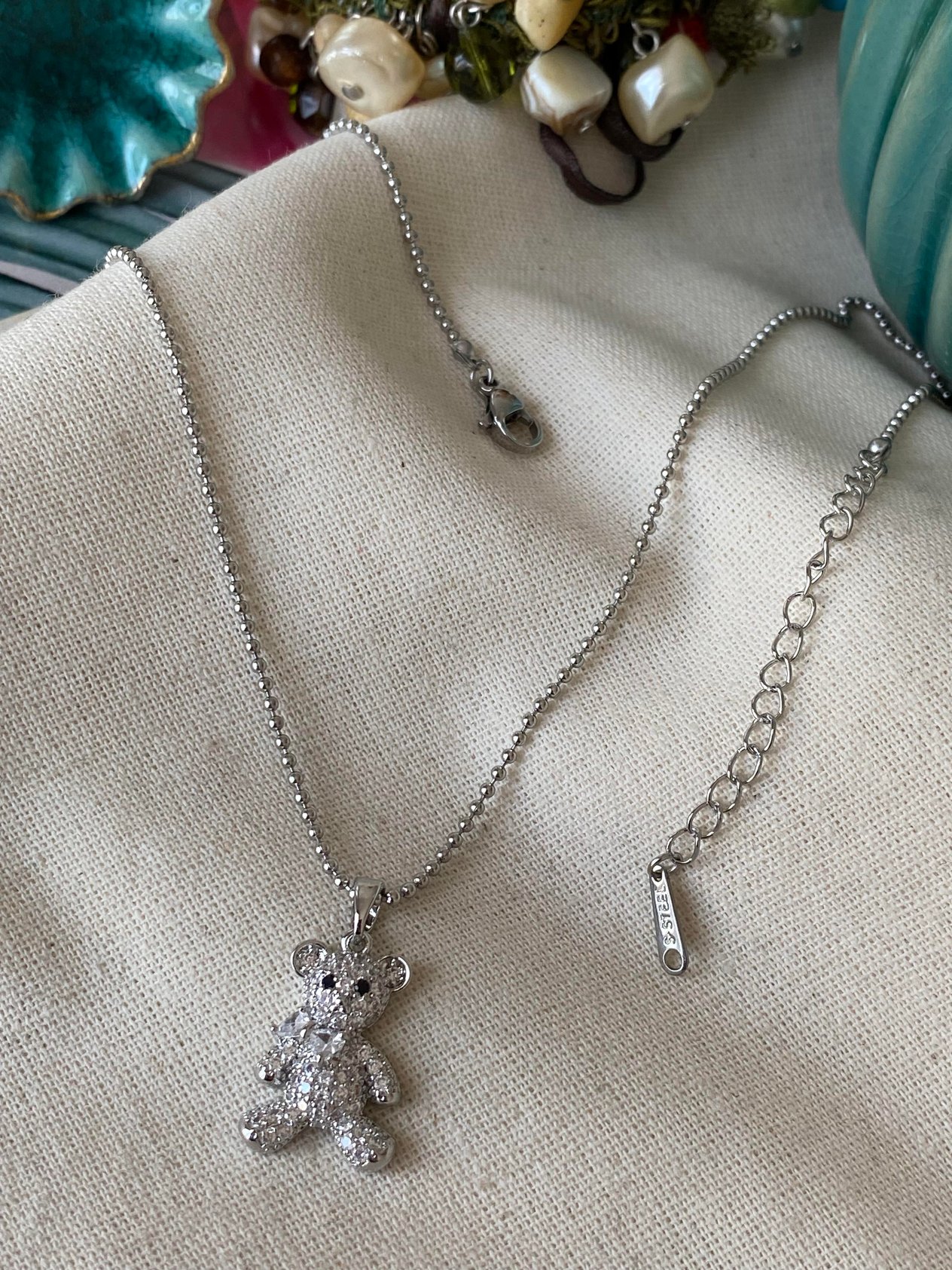 Çelik Silver Teddy Bear Kolye