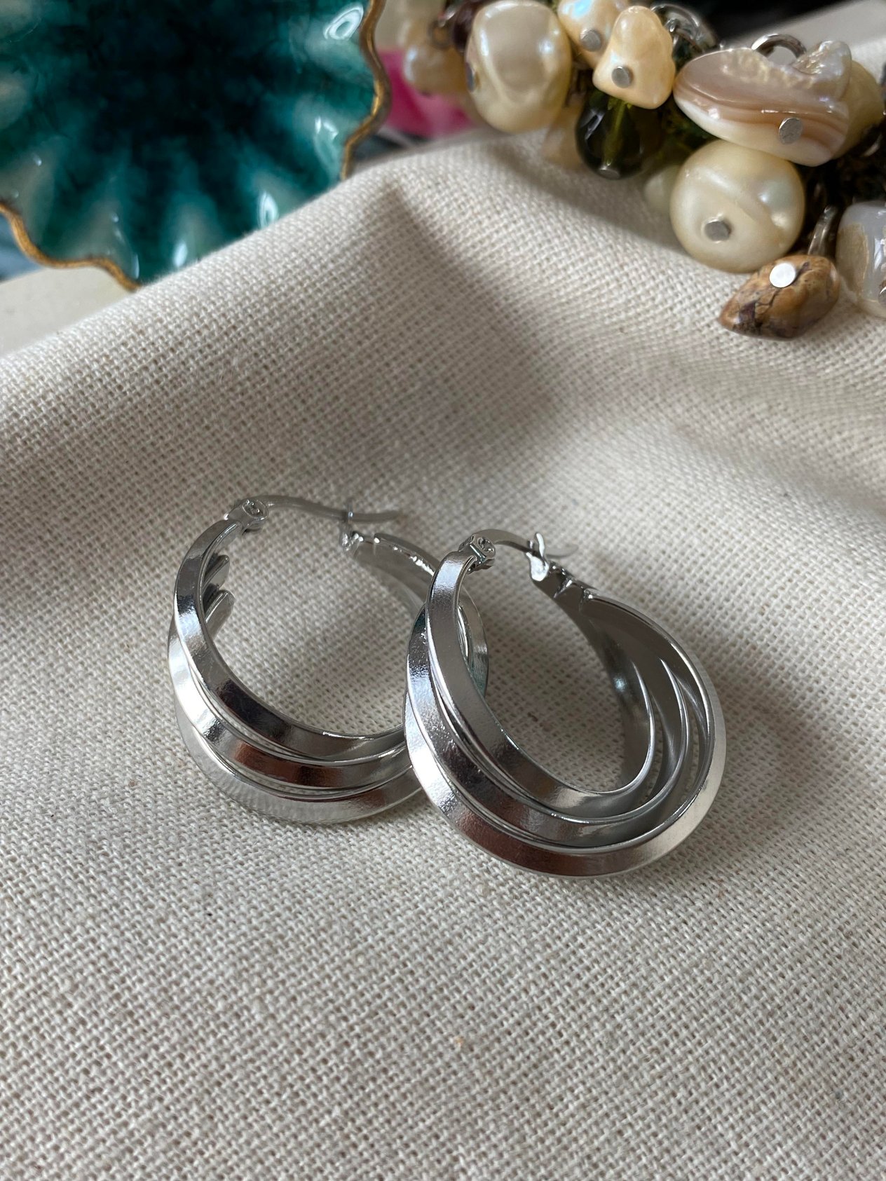 Çelik Silver Trinity Küpe