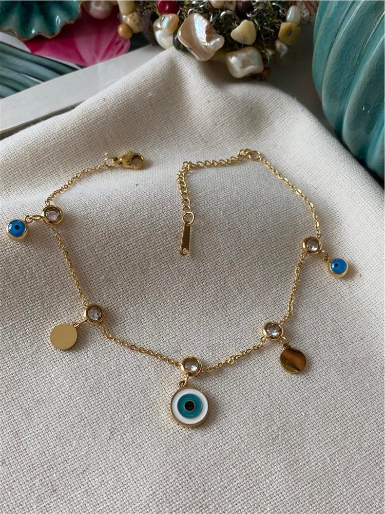 Çelik Taşlı Evil Eye Halhal