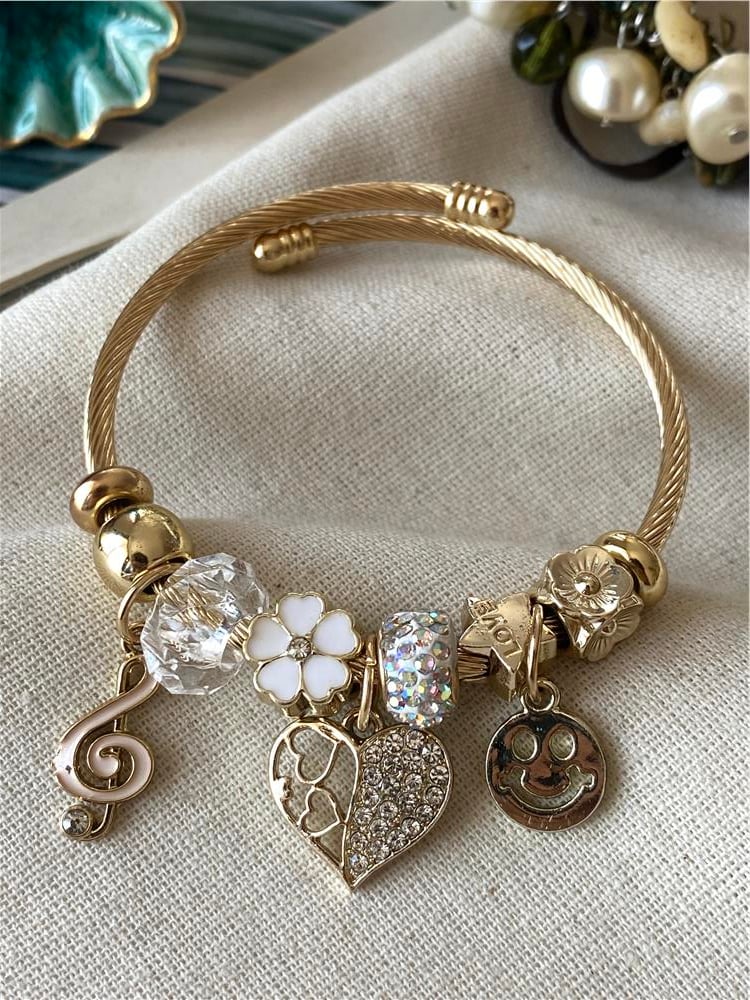 Gold Notalı Smile Charmlı Bileklik