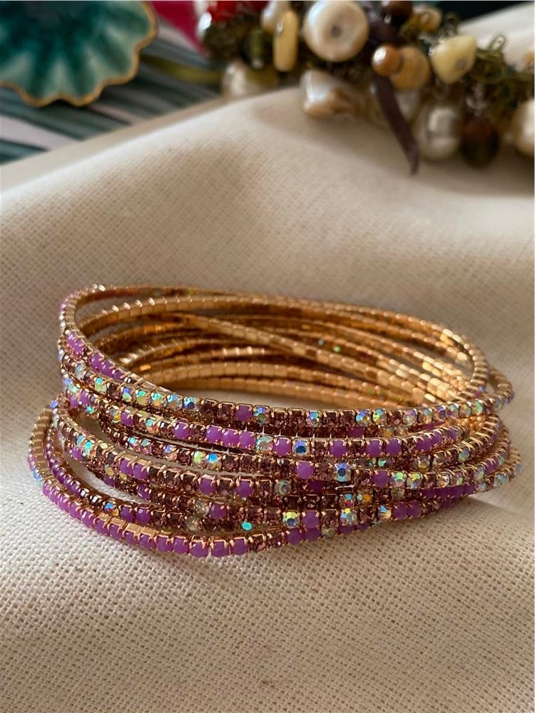 Gold Purple Shine Esnek Suyolu Bileklik