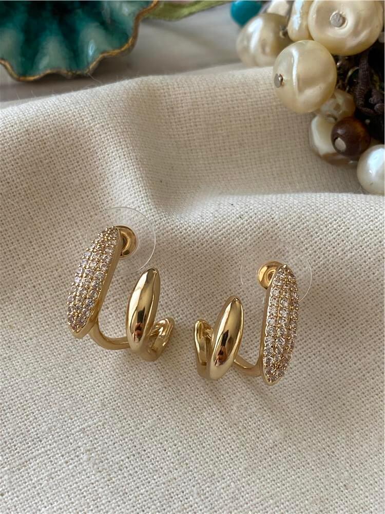 İkili Görünümlü Bombe Gold Küpe