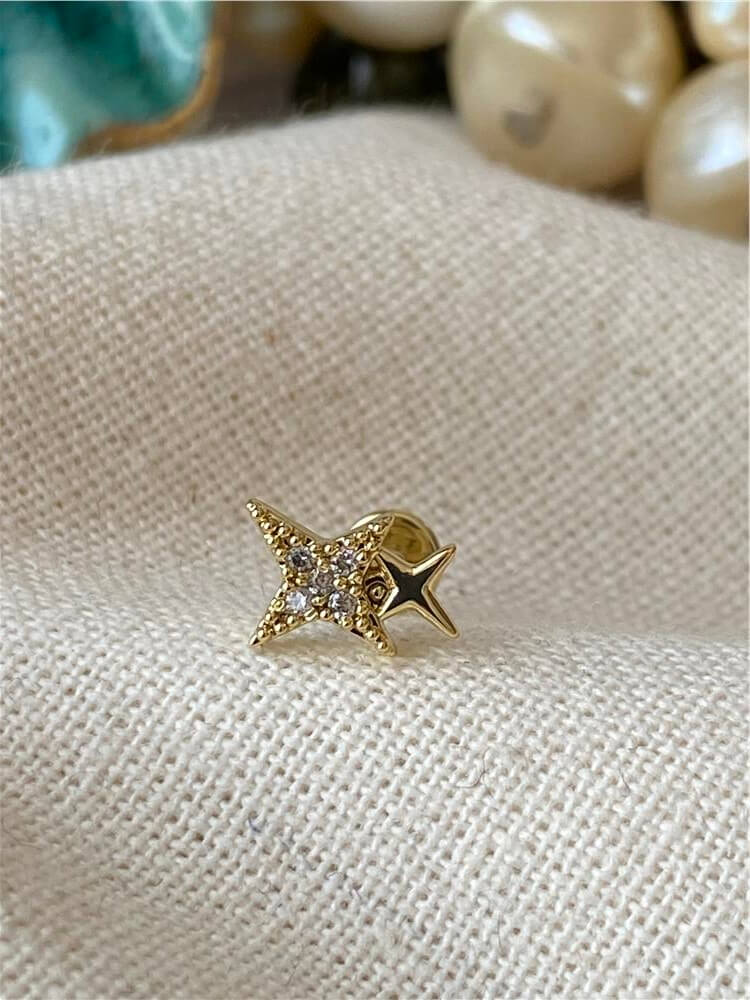 İkili Yıldız Piercing Küpe