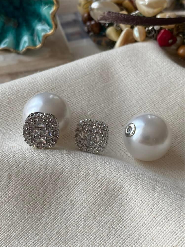 İnci Kapamalı Diamond Küpe