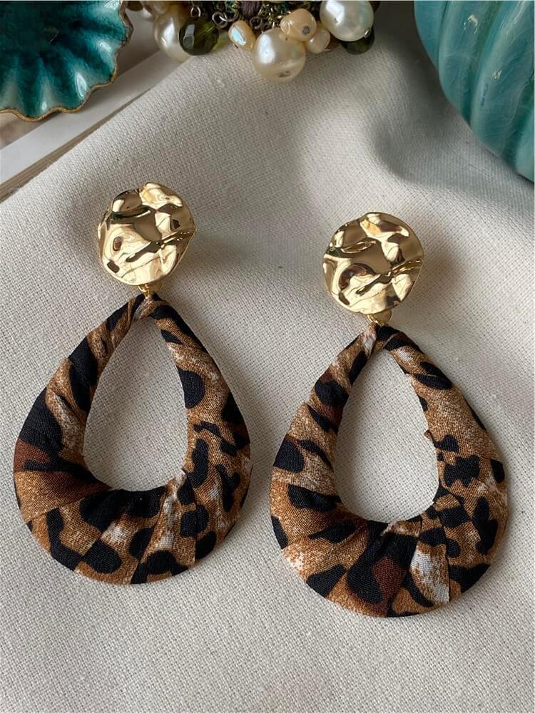 Leopar Desenli Damla Küpe