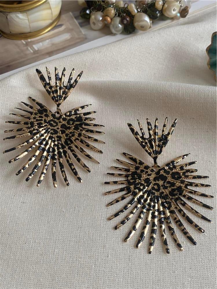 Leopar Desenli Tasarım Küpe