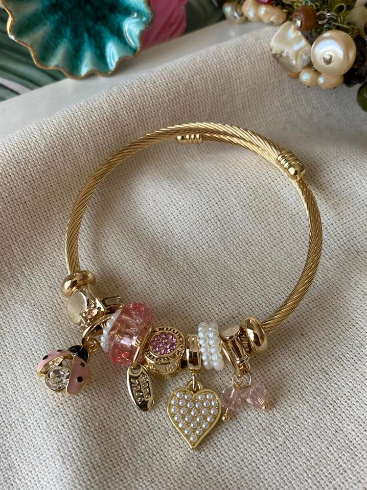 Pembe Uğur Böceği Charmlı Bileklik