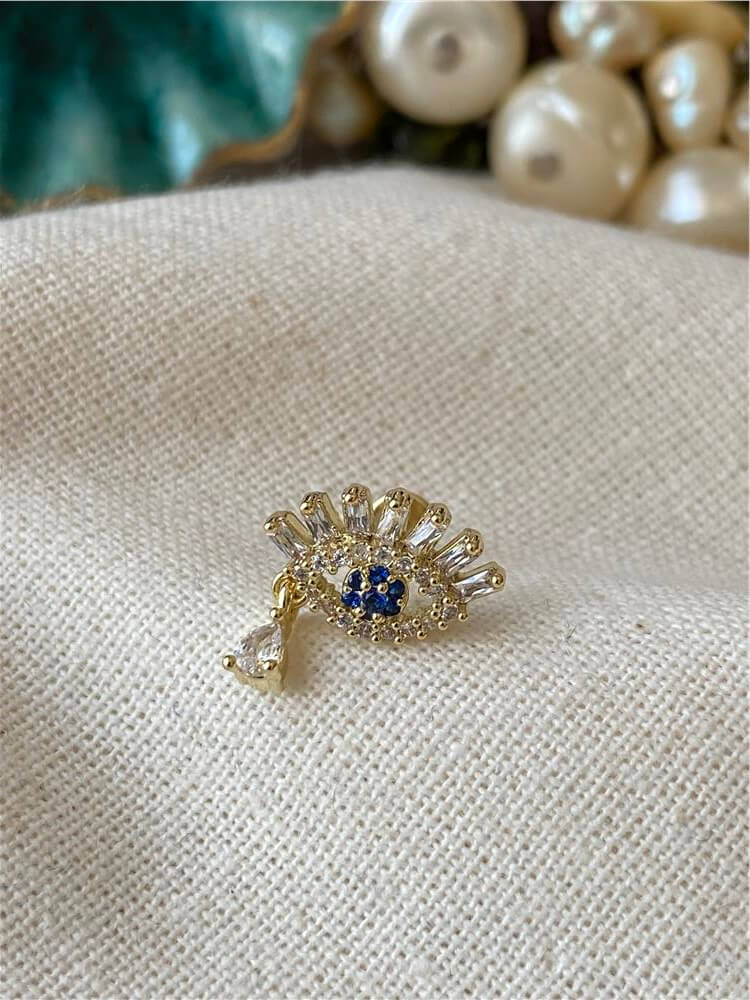 Taş Sallantılı Nazar Göz Piercing Küpe