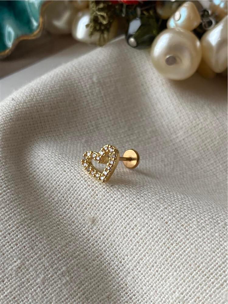 Taşlı Kalp Piercing