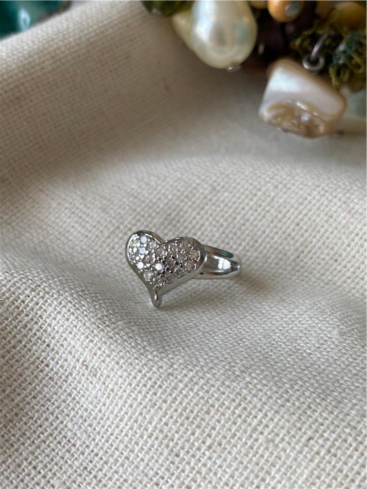 Taşlı Silver Bombe Kalp Kıkırdak Küpe 