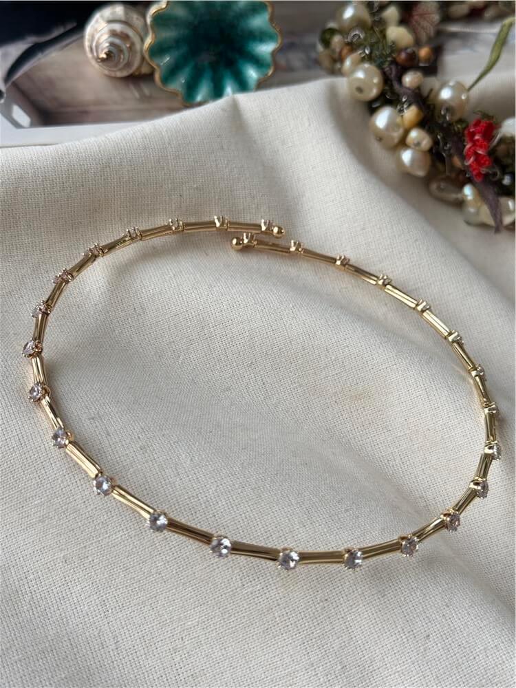 Tektaş Detaylı Gold Choker
