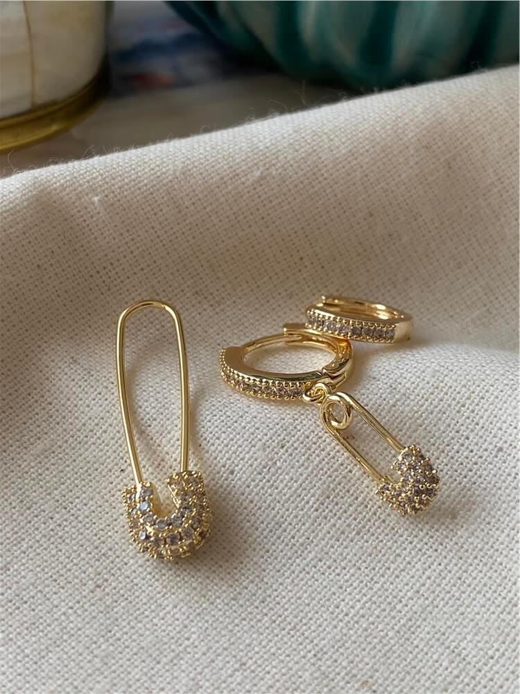 Üçlü Gold Çengel Küpe Seti