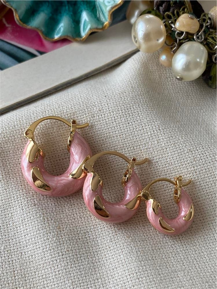 Üçlü Golden Pink Küpe