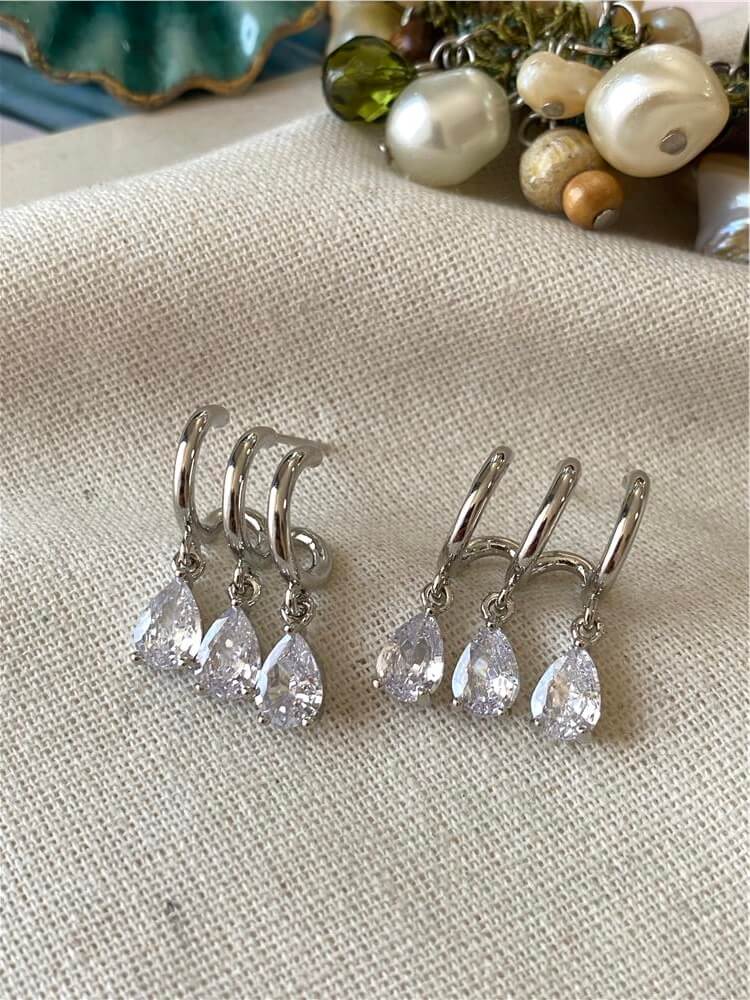Üçlü Silver Damla Shakira Küpe