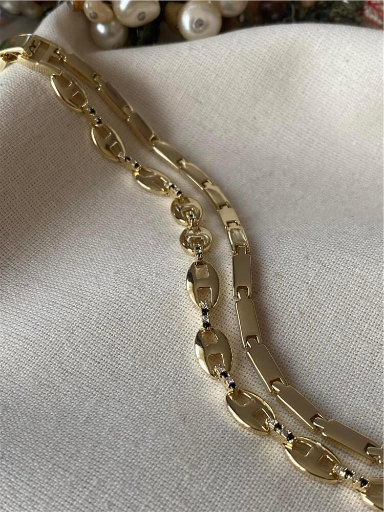 VIP 14K Çiftli Düğme Model Bileklik