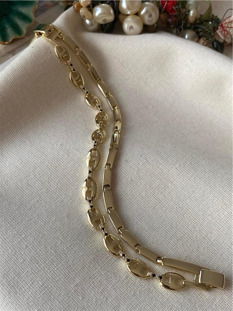 VIP 14K Çiftli Düğme Model Bileklik