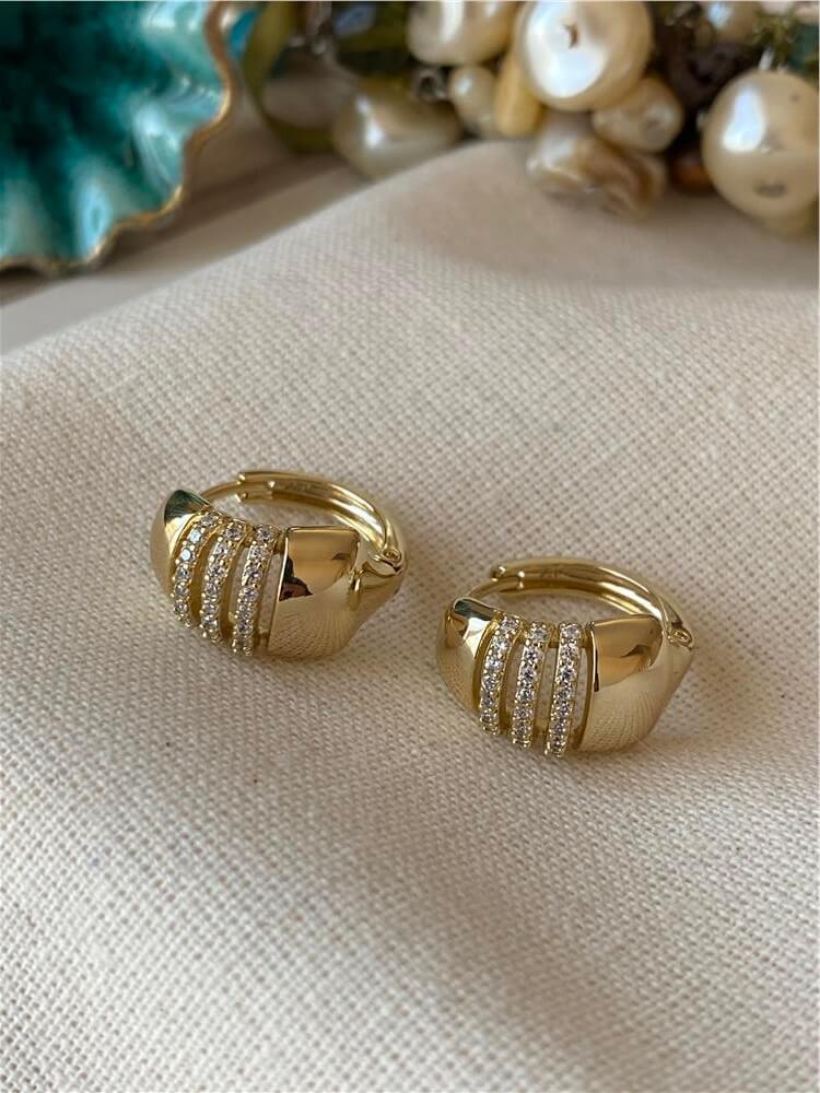 VIP 14K Çizgili Küpe